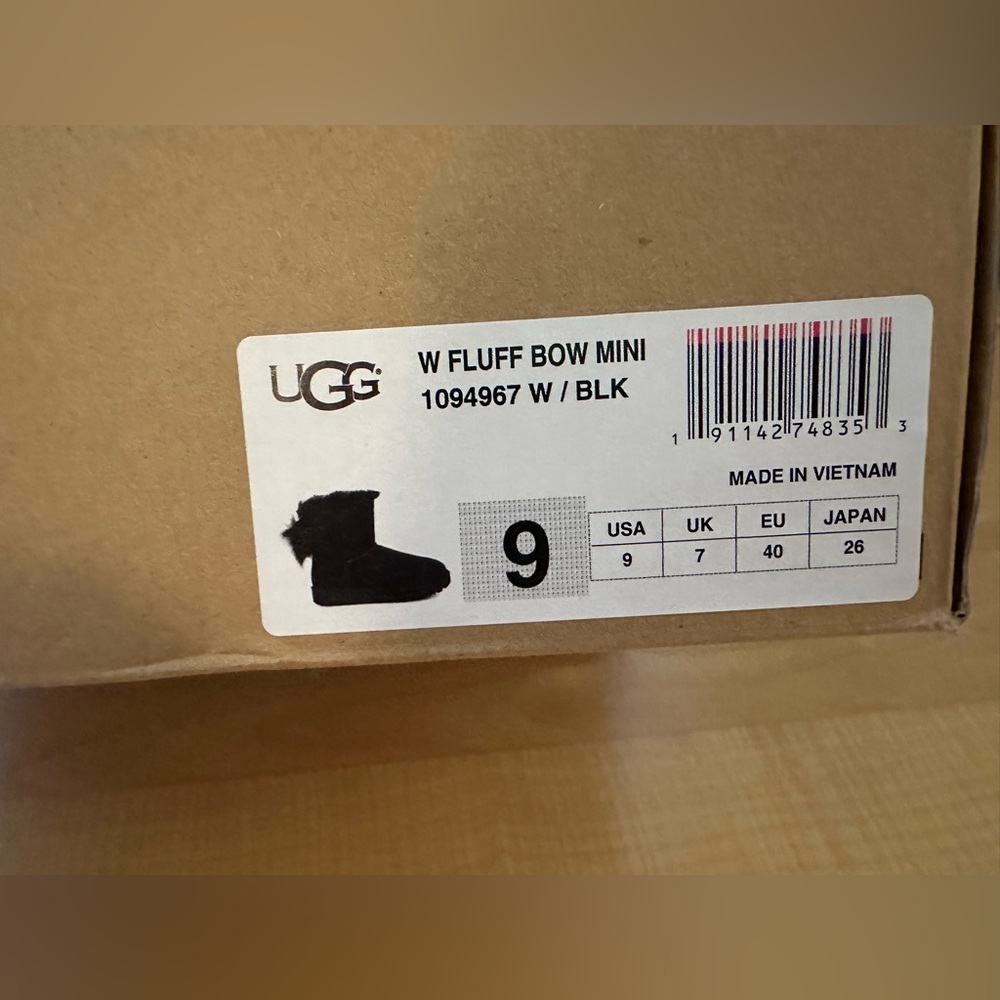 UGG Black Fluff Bow Mini Boots